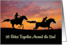 35th Wedding Anniversary Cute and Fun Riding Couple in the Sunset card