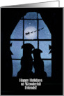Friends Happy Holidays Christmas Cute Dogs in the Window Santa Custom card