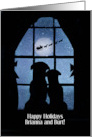 Christmas Cute Dogs in the Window Custom Name Personalized card