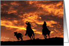 Cowboys at Sunset Roping Birthday card