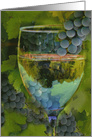 Wine Glass and Grapes with Leaves Thank You card