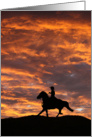 Cowboy and Horse at Sunset Birthday card