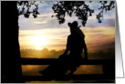 Cowgirl in Sunset Missing you on your Birthday card