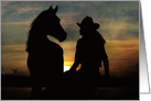 Country Western Cowgirl and Horse Say Hello card