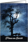Elk and Moon Snow Peace on Earth Wildlife Christmas Holiday card