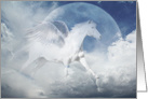 White Pegasus Horse Moon Fantasy Happy Birthday card