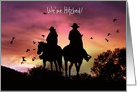 Just Hitched Announcement, Horse & Rider’s Silhouettes Customize card