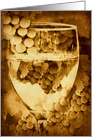Vintage Antiqued Wine Glass and Grapes in Sepia card