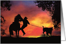 Country Western, Cowboy, Roper, Horse Congratulations on New Job card