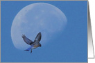 Blue Bird Happiness and Moon Thinking of You card