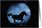 Fantasy Horse and Moon Running Horse Silhouette Blank card