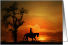 Western Horse Rider At Sunset Horse Sympathy card