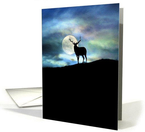 Beautiful Elk and Moon Nature Christmas Silent Night card (1166190)