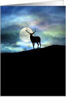 Beautiful Elk and Moon Nature Christmas Silent Night card