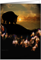 Spiritual New Year’s Day with Buffalo and Wild Horses, Native American card