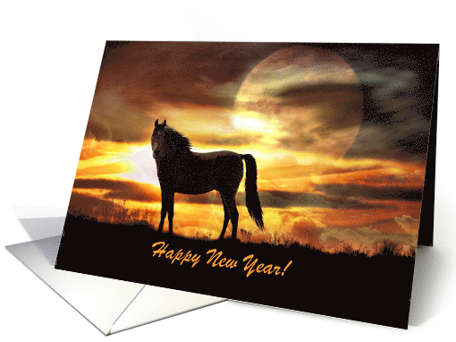 Horse and Moon Happy New Year's card (1186102)