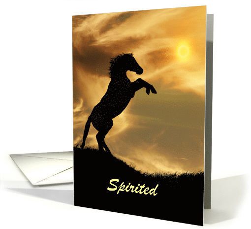 Birthday Customizable Wild Rearing Spirited Horse Happy Birthday card