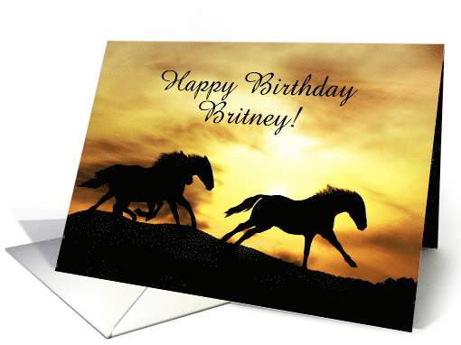 Horses Free and Wild Happy Birthday Customize with Name on Cover card
