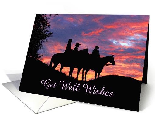 Get Well Cowboys in Sunset Customizable card (1246944)