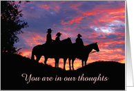 Thinking of you from group cowboys in sunset - Customizable card