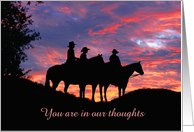 Country Western Cowboy You Are In our Thoughts Synmpathy Customizable card