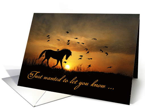 Thinking of you horse in the sunset Customizable card (1247468)