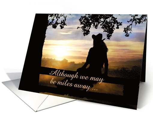 Thinking of you cowgirl in sunset Customizable card (1247472)