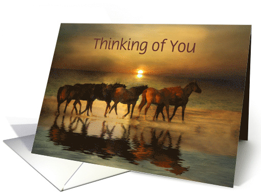 Thinking of you horses on the beach Customizable card (1247484)
