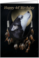 44th Birthday Dream-catcher and full moon with Siberian Husky card