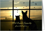 Sympathy card with dog and cat in the sunset from both of us card