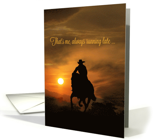 cowboy and sunset happy birthday belated birthday card (1264906)