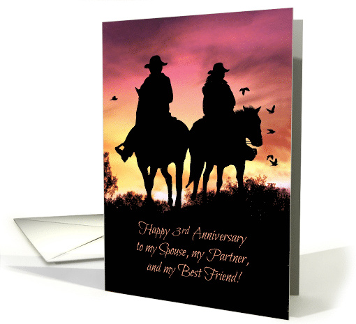Cute All My Love 3rd Anniversary with Couple Riding Horses card