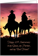 Happy 10th Anniversary Cute Couple Riding in Sunset Country Western card