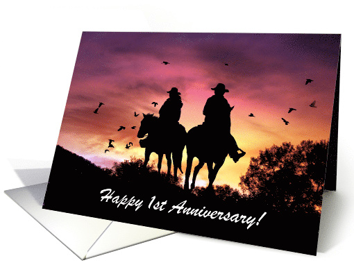 Cowboy and Cowgirl 1st Anniversary card (1265104)