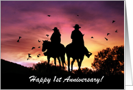 Cowboy and Cowgirl 1st Anniversary card