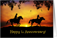 Cowboy and Cowgirl 1st Anniversary card