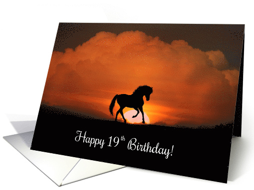 Happy 19th Birthday Horse in Sunset card (1276220)