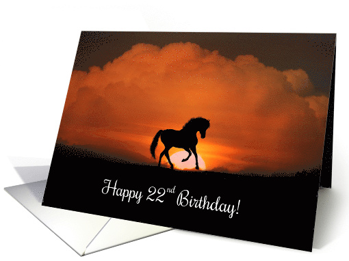 Happy 22nd Birthday Horse in Sunset card (1276236)