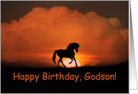 Happy Birthday Godson Horse in Sunset card