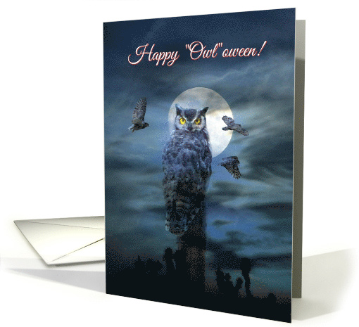 Owl and Moon Halloween Greetings card (1278814)