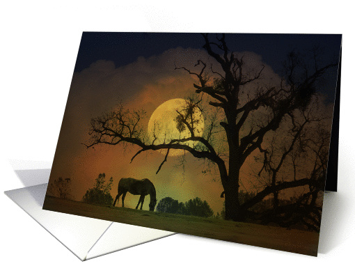 Thinking of you horse and full moon card (1287832)