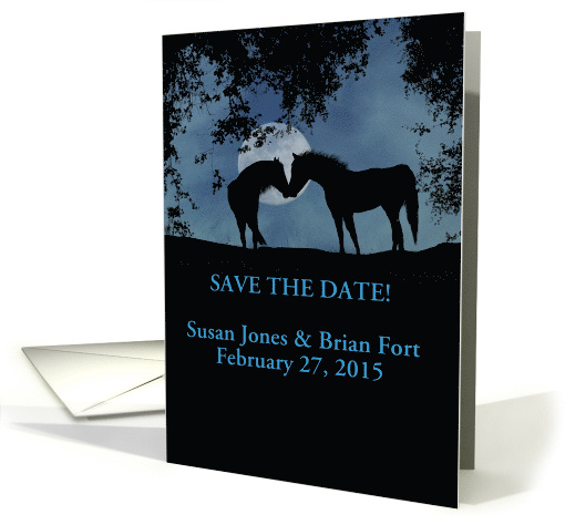 Two Horses in Moonlight Save the Date Customizable card (1303100)