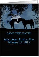 Two Horses in Moonlight Save the Date Customizable card