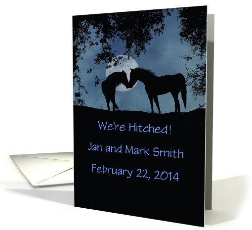 Two Horses in Moonlight Wedding Annoucement card (1303112)