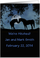 Two Horses in Moonlight Wedding Annoucement card