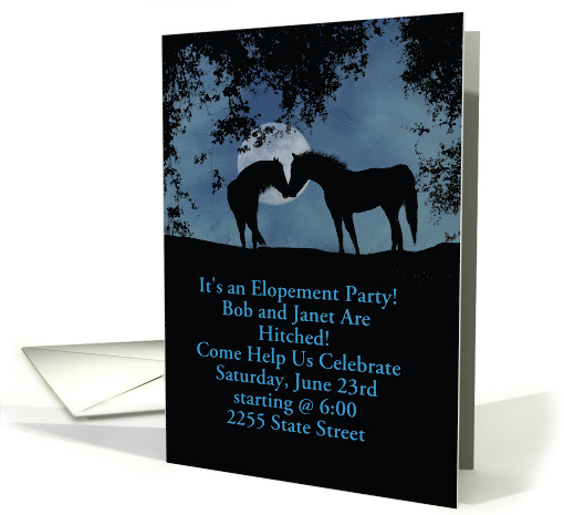 Two Horses in Moonlight elopement Party Invitation card (1303118)