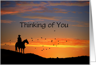 Horse and Cowboy in the Sunset Thinking of You Card