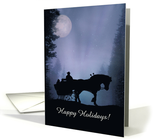 Happy Holidays Horse and Sleigh Customizable card (1309148)