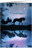 Merry Christmas from Across the Miles Horse and Sleigh Customizable card
