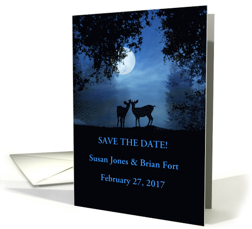 Two Deers in Moonlight Save The Date Customizable card (1309884)